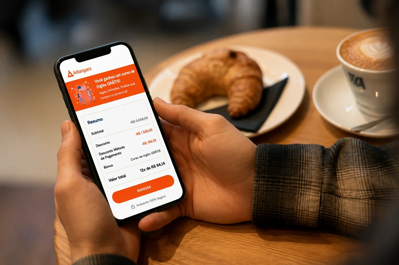 Resumo da compra no checkout, com subtotal, desconto e valor total